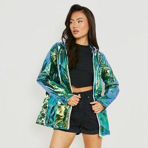 BooHoo Iridescent Festival Rain Jacket